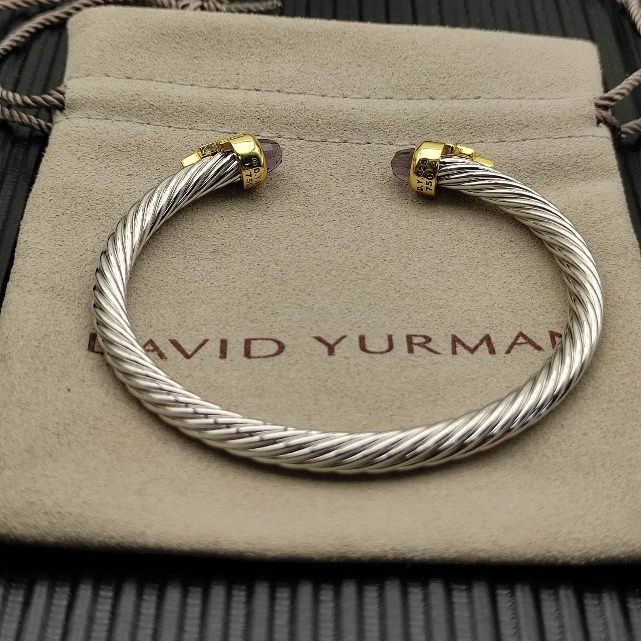 David Yurman Cable Classics Silver Gold Twisted Dual-Tone Metal Bracelet 9