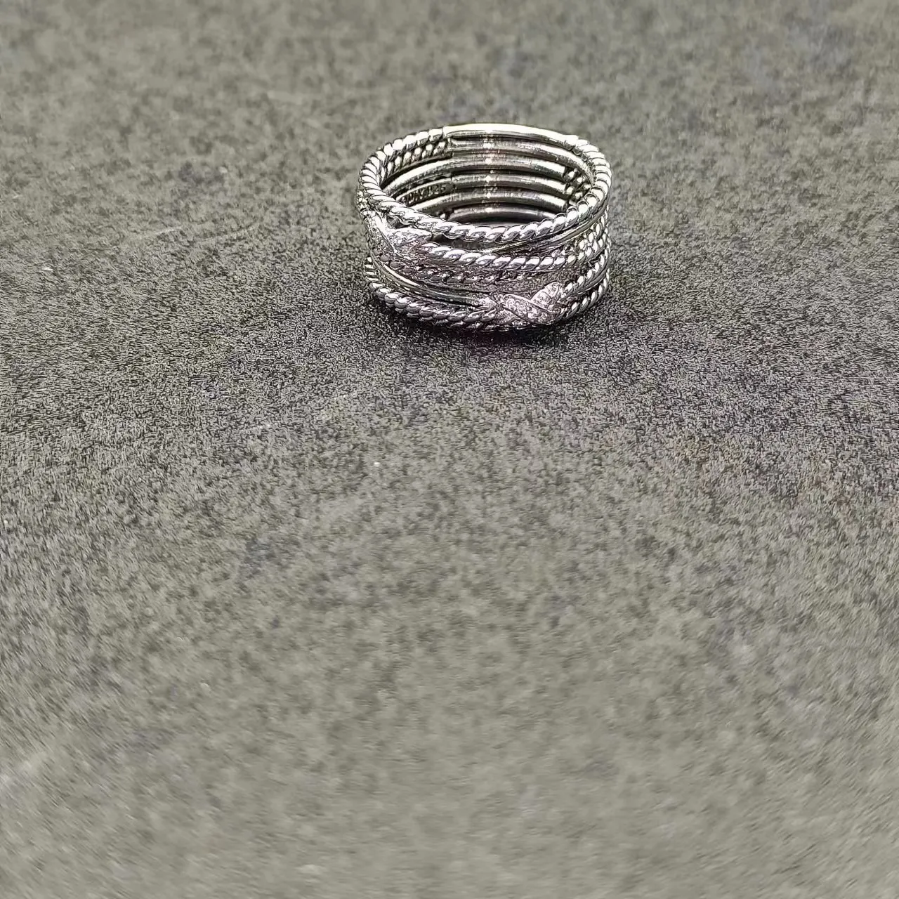 David Yurman Cable Collectibles Silver Multi-Band Twisted Ring 6