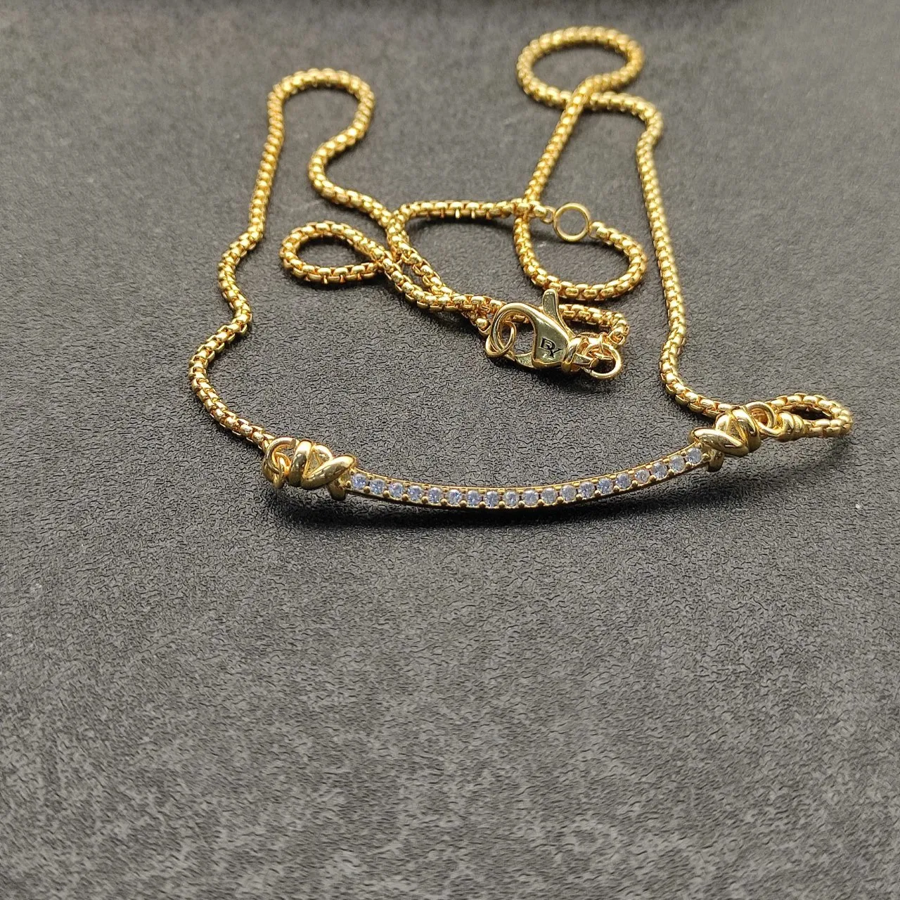 David Yurman Cable Knot Bar Pavé Diamond Necklace 3