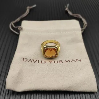 David Yurman 金色调琥珀色枕形切割石戒指