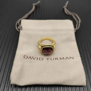 David Yurman সোনার রঙের ফেসেটেড বেগুনি জেমস্টোন রিং
