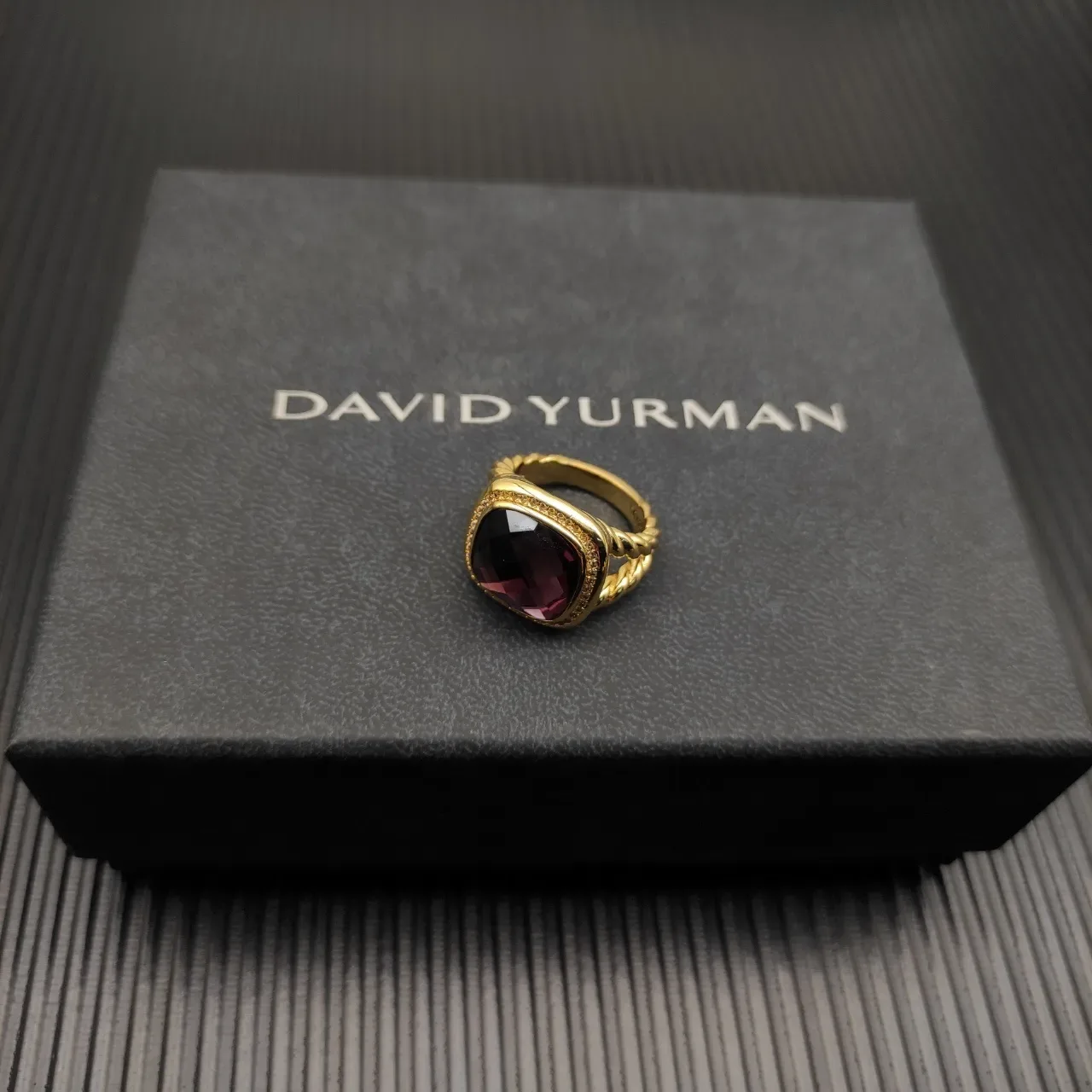 David Yurman Gold-Tone Faceted Purple Gemstone Ring 4