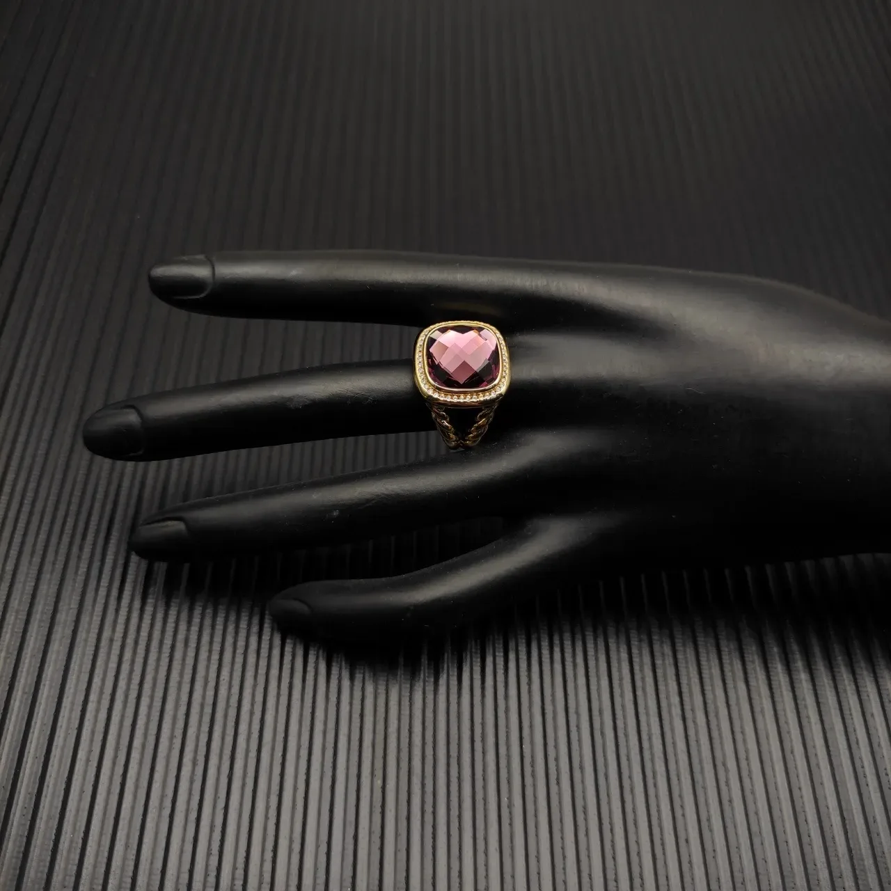 David Yurman Gold-Tone Faceted Purple Gemstone Ring 6