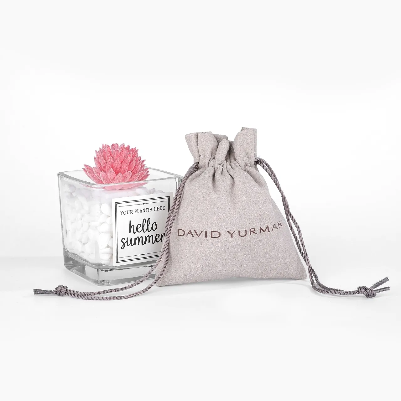 David Yurman ধূসর সুয়েডের মতো ফ্যাব্রিক টুইস্টেড কর্ড ড্রস্ট্রিংস হ্যান্ডব্যাগ 3