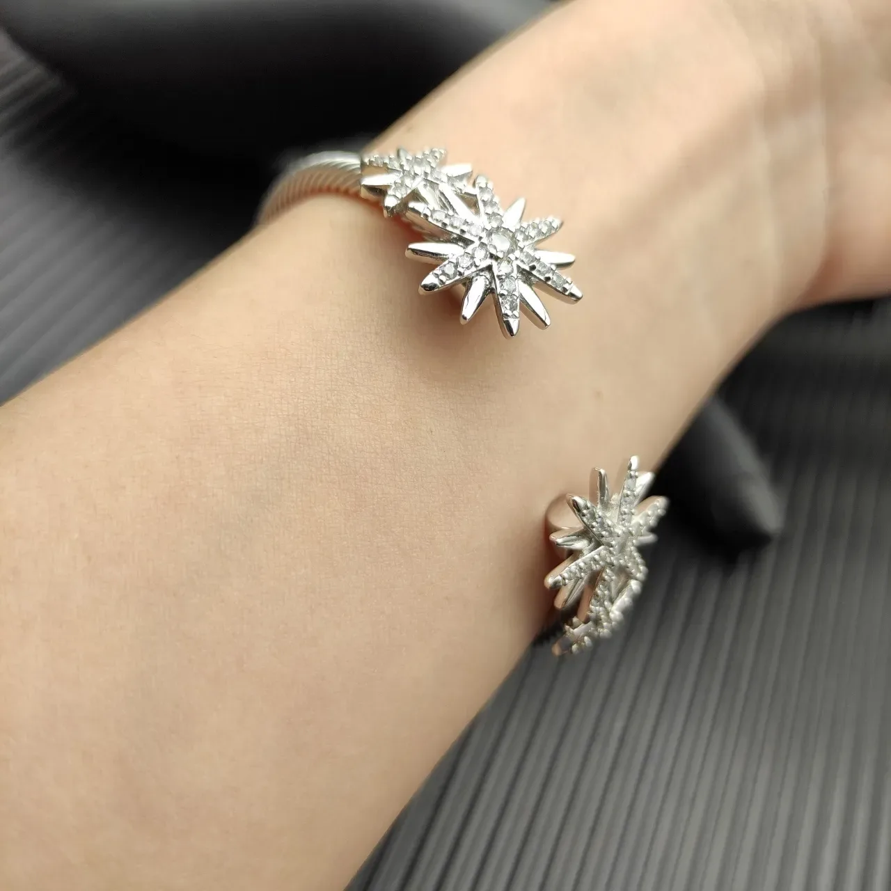David Yurman Starburst Cable Open Cuff Bracelet 5