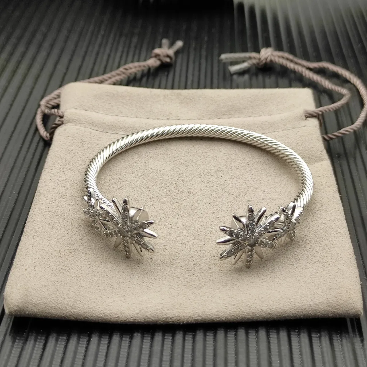 David Yurman Starburst Cable Open Cuff Bracelet 7