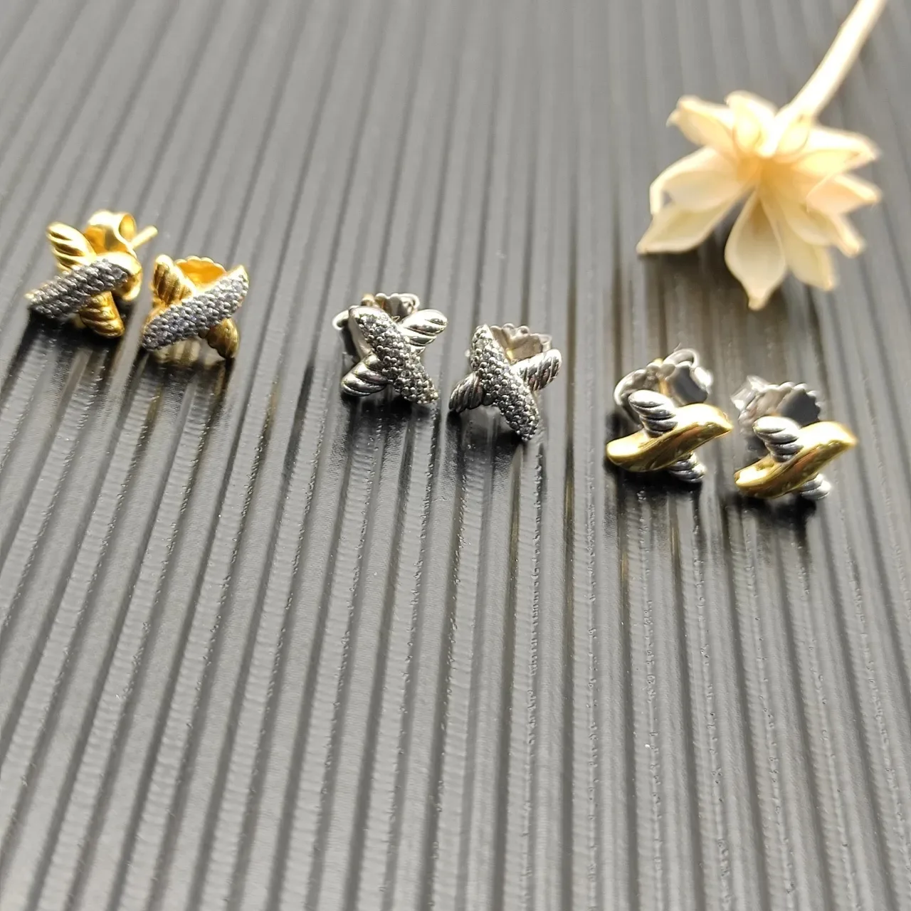 David Yurman X and Cable Motif Pavé Stud Earrings 4