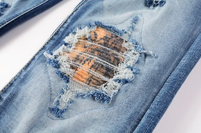Distressed Slim-Fit Mid-Rise Blue Jeans 12