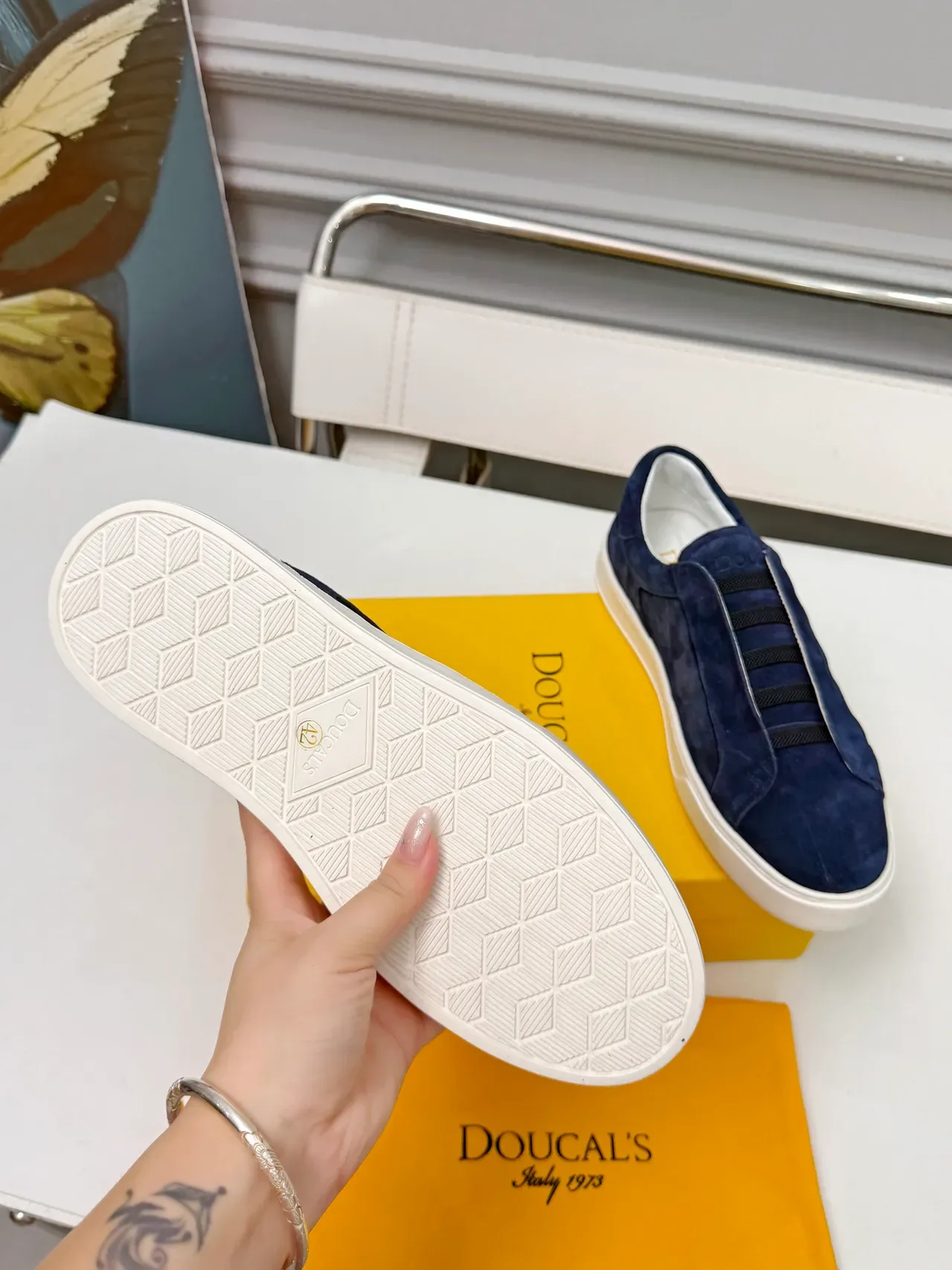 Doucal's Navy Suede Slip-On Lifestyle Sneakers 2