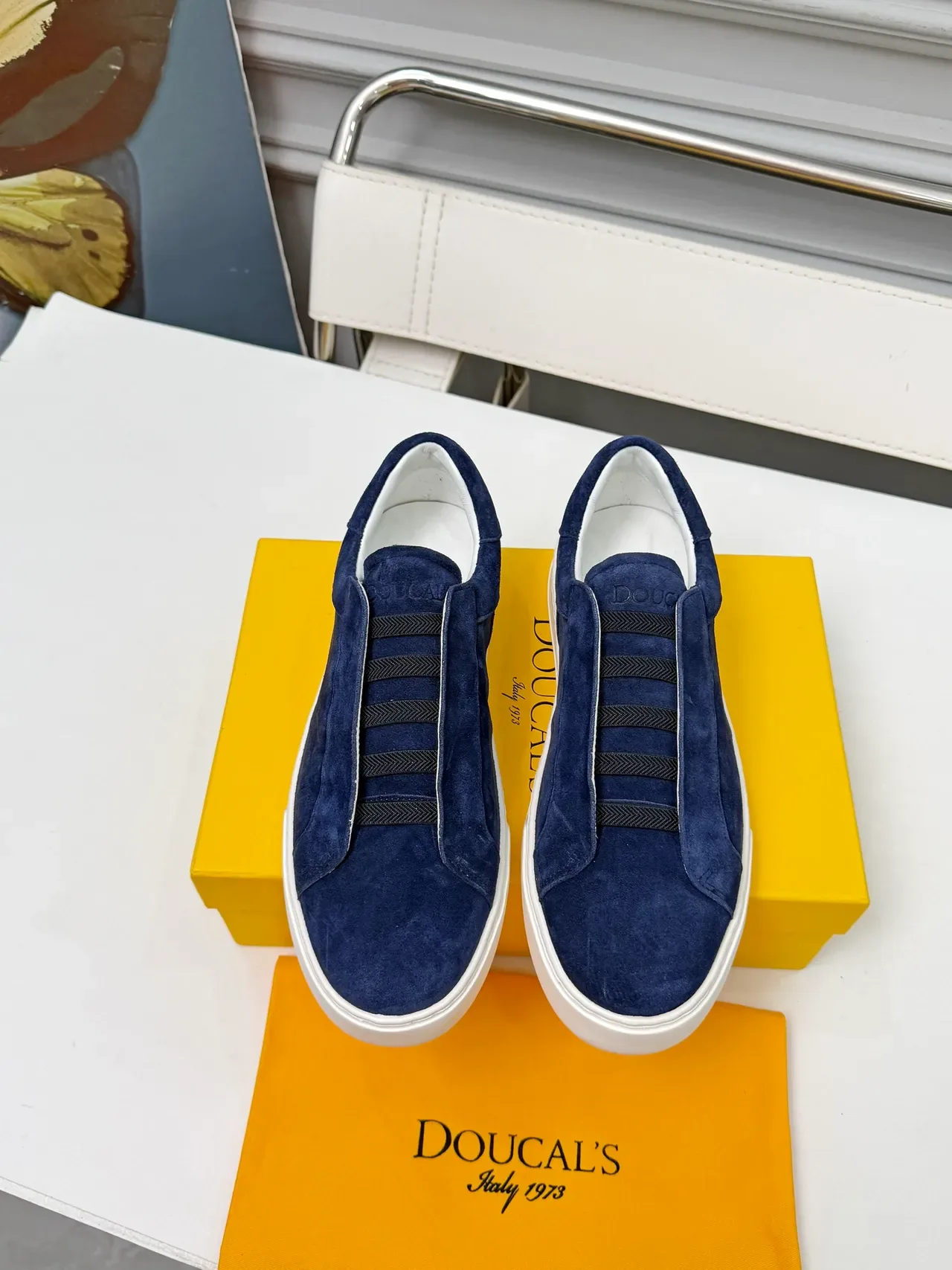 Doucal's Navy Suede Slip-On Lifestyle Sneakers 5