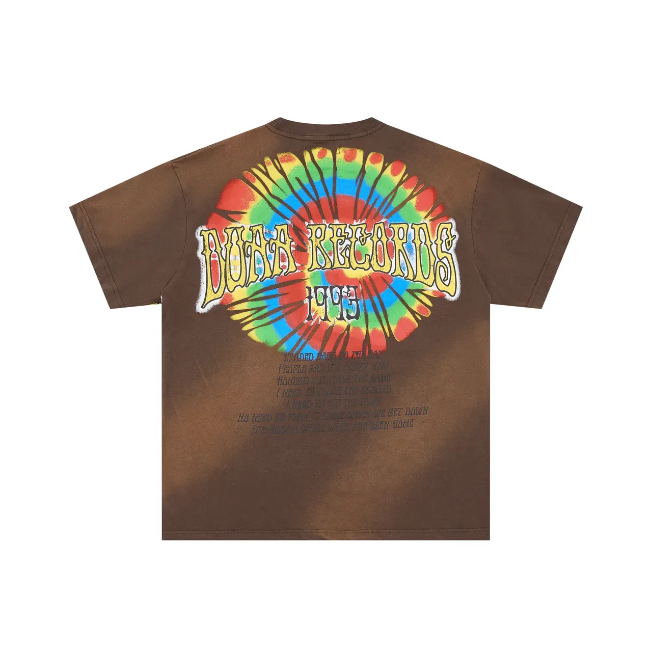 DUAA Records Graphic Print Brown Tie-Dye T-Shirt 3