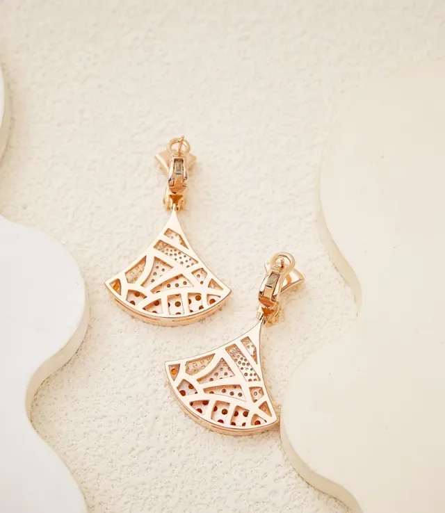 Fan-Shaped Gradient Gemstone Pavé Earrings 3