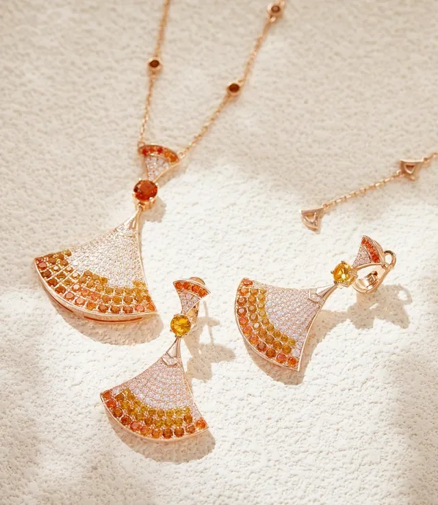Fan-Shaped Gradient Gemstone Pavé Earrings 4
