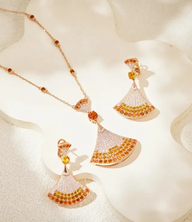 Fan-Shaped Gradient Gemstone Pavé Earrings 6