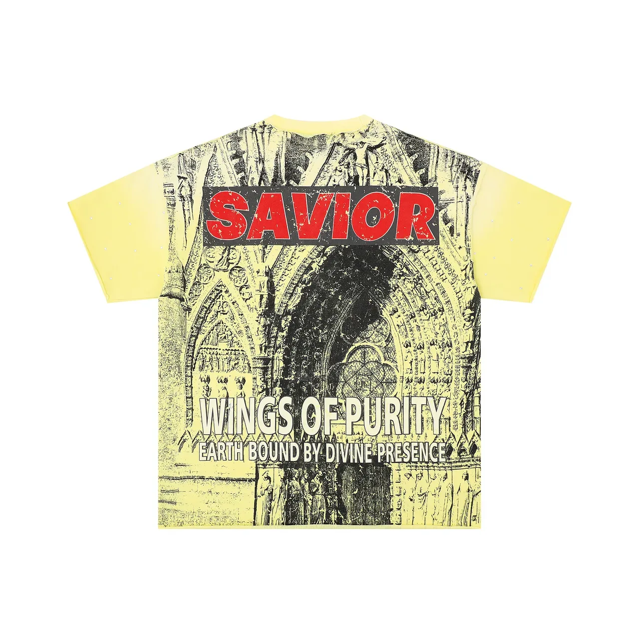 Camiseta amarela FIRST ROW com estampa gráfica de capa de revista 3