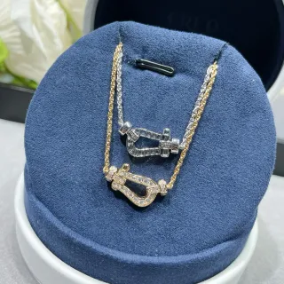 Fred Force 10 Or Argent Pavé-Diamond Shackle Pendants Collier Construction Dual-Tone