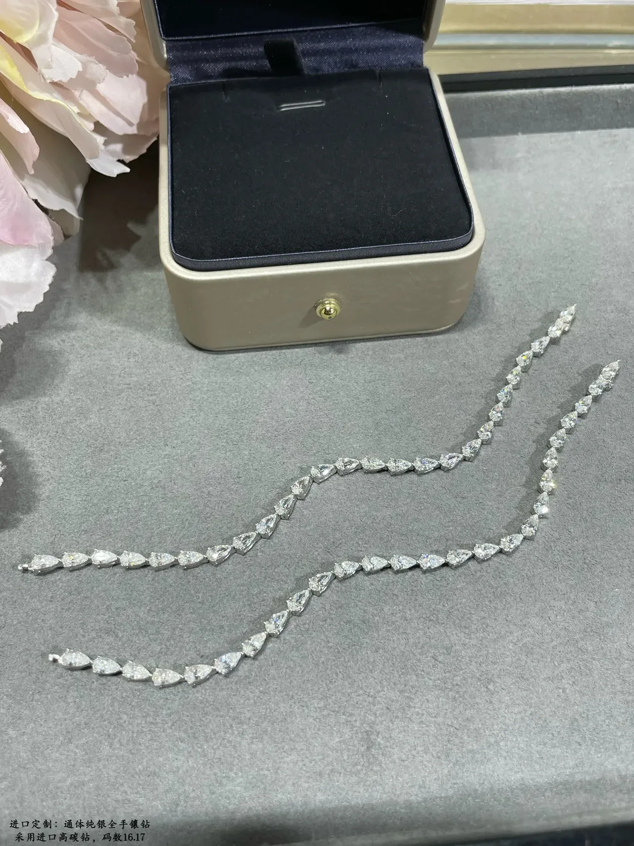 Full-Stone Pear and Baguette Cut Link Bracelet 4