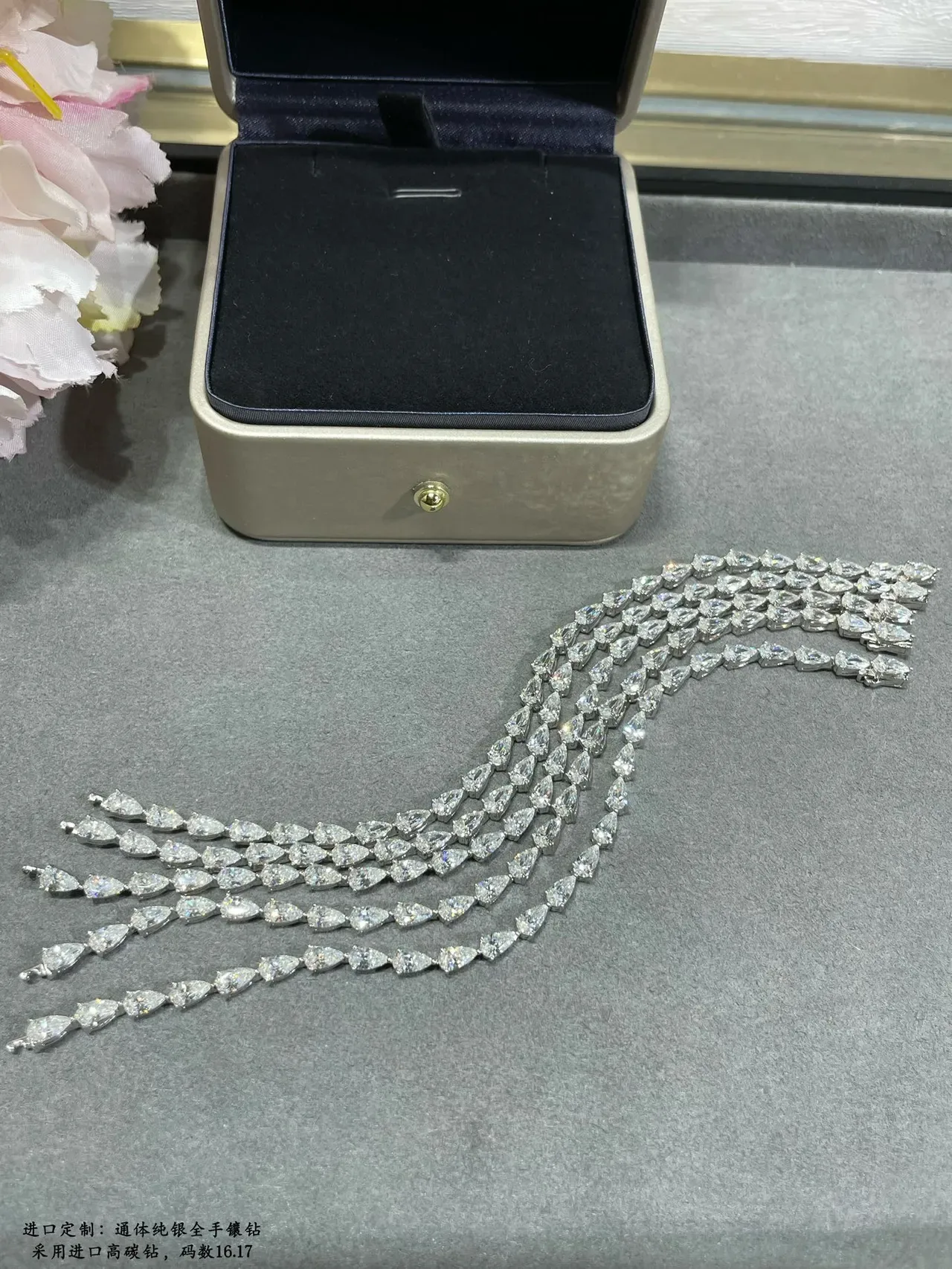Full-Stone Pear and Baguette Cut Link Bracelet 5