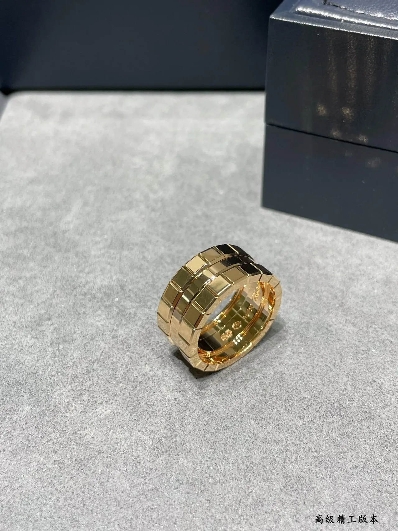 Gold and Silver Tone Block-Link Pavé Stone Rings 4