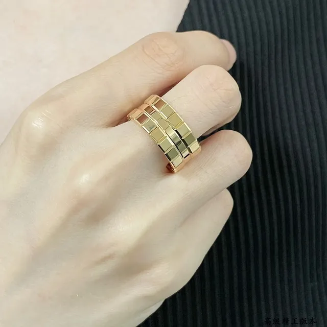 Gold and Silver Tone Block-Link Pavé Stone Rings 8
