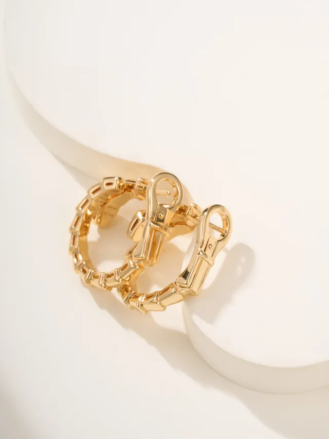 Gold and Silver Tone Segmented Pavé Hoop Earrings 8