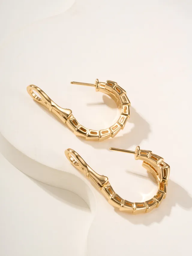 Gold and Silver Tone Segmented Pavé Hoop Earrings 11