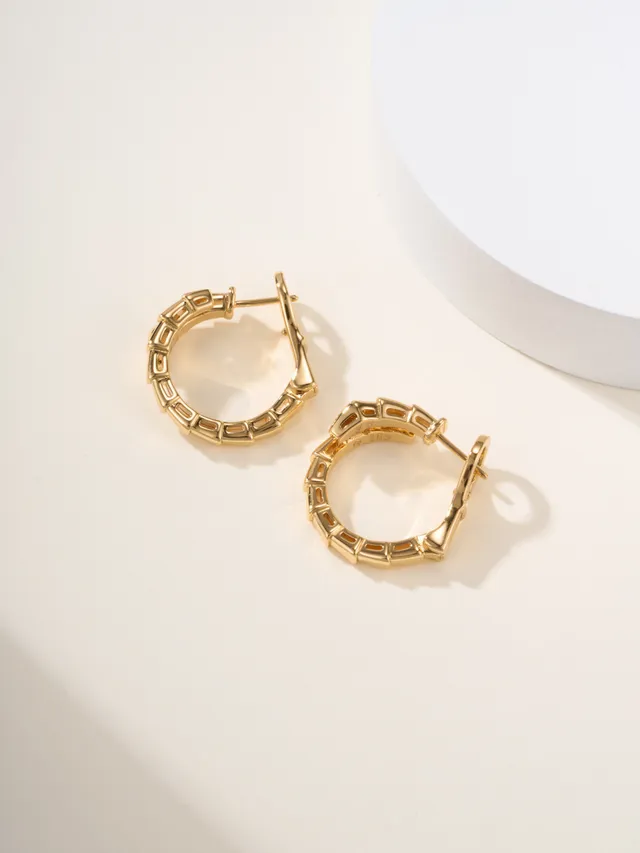 Gold and Silver Tone Segmented Pavé Hoop Earrings 12