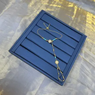 Collier Chaîne Dorée Bleu avec accents de perles turquoise