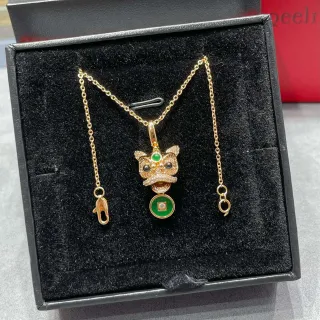 সোনালি সবুজ চেইন সিংহ মাথা লটকন হার