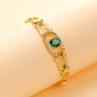 金绿几何链接 Pavé-Set 透明宝石手链
