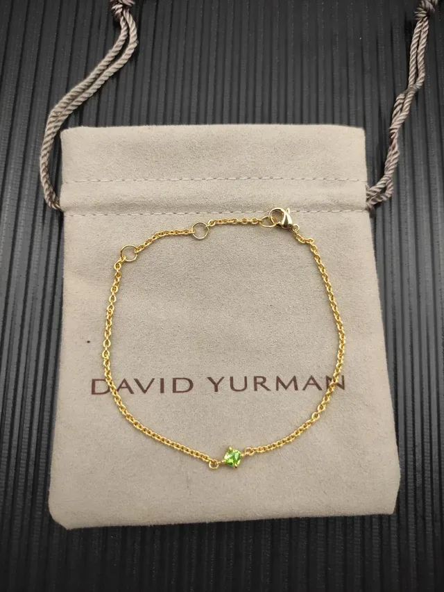 Pulseira Corrente de Cordoa Dourada Verde Pedra Facetada Simples 11