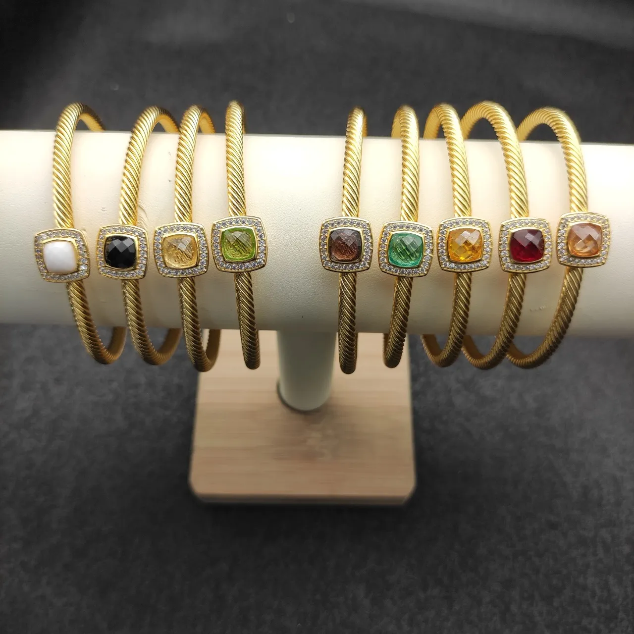 Gold Orange Twisted Rope Cable Band Open Cuff Bracelet 3