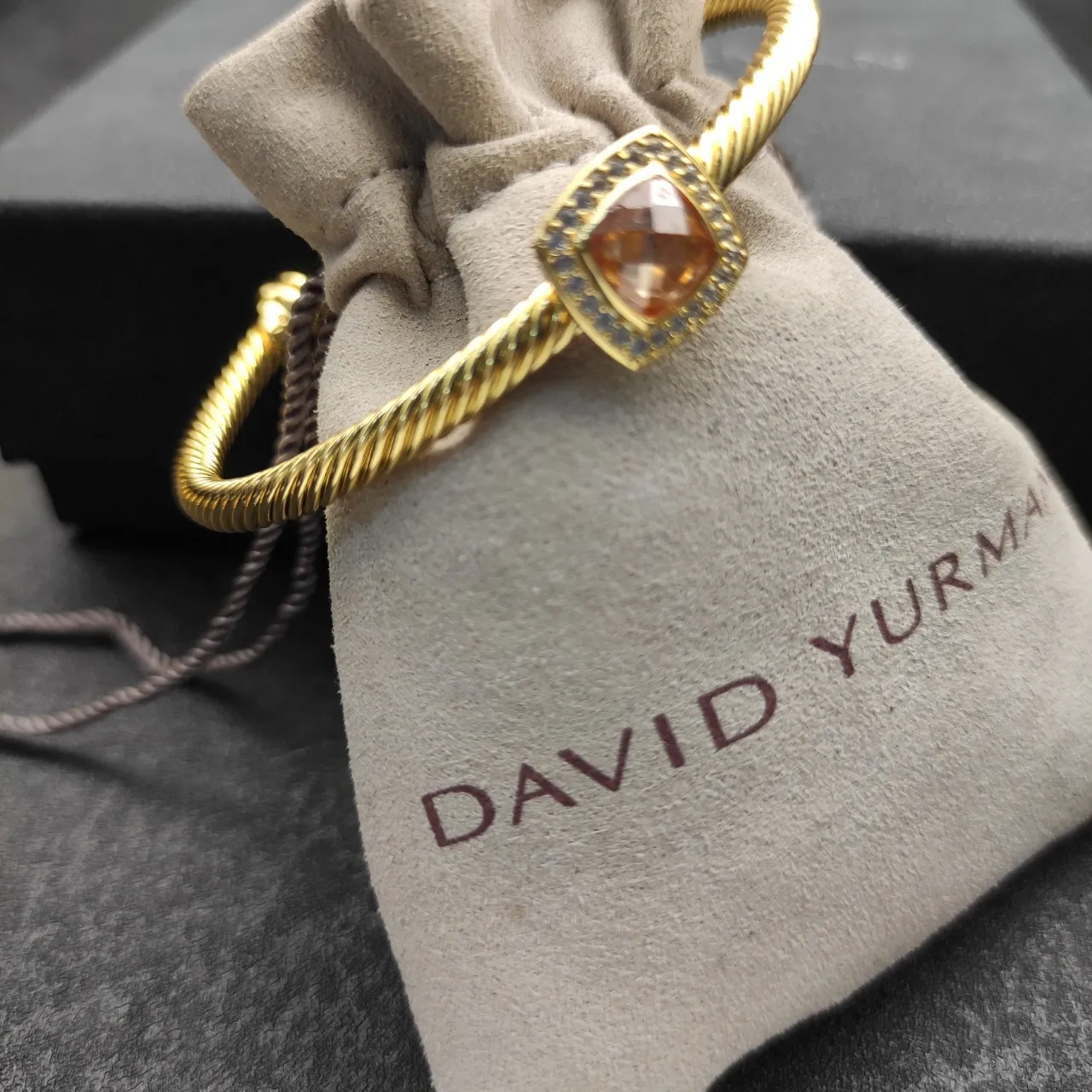 Gold Orange Twisted Rope Cable Band Open Cuff Bracelet 5