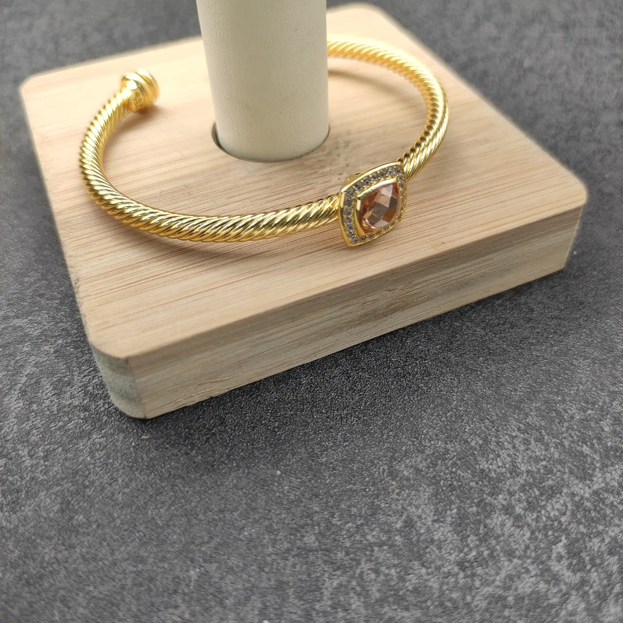 Gold Orange Twisted Rope Cable Band Open Cuff Bracelet 8