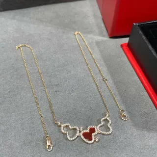 সোনা লাল চেইন PAVÉ-SET হার্ট আউটলাইনস নেকলেস