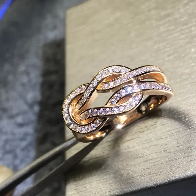 Gold Silver Interwoven Knot Motif Pavé-Set Crystals Jewelry 2