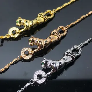 Collar con colgante de Panther en forma Pavé-Set de piedras en oro y plata