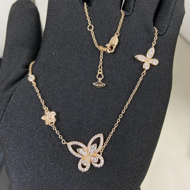 Gold Silver Pavé-Set Crystal Butterfly Motif Bracelet 4