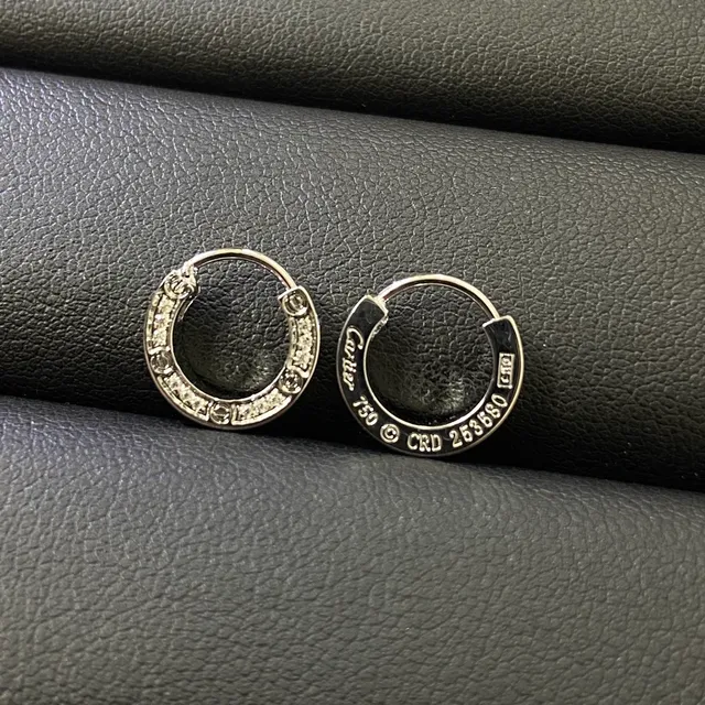 Gold Silver Pavé-Studded Hinged Hoop Earrings 3