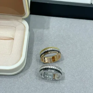 金银旋转镶嵌圈帕维宝石戒指