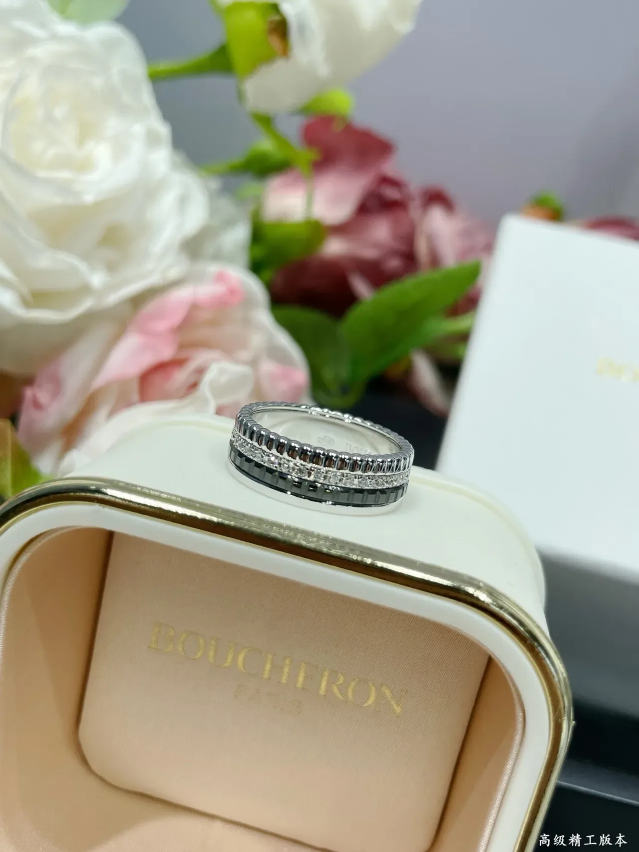 Gold Silver Rotating Bezel Pavé-Set Stones Ring 6