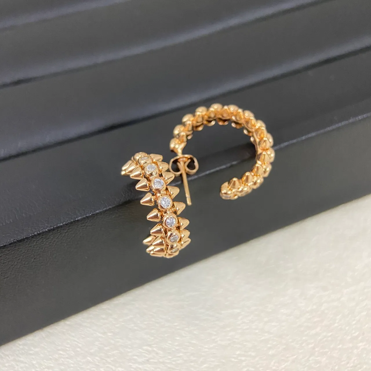 Gold Silver Spiked Pave-Set Ring 4