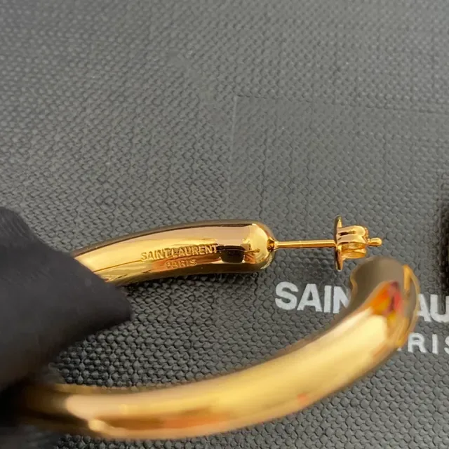 Gold Thick Tubular Hoop Earrings 5
