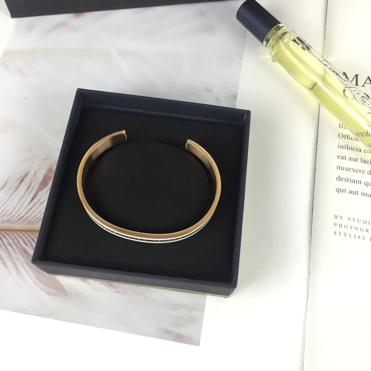 Gold-Tone and White Enamel Open Cuff Bracelet 3