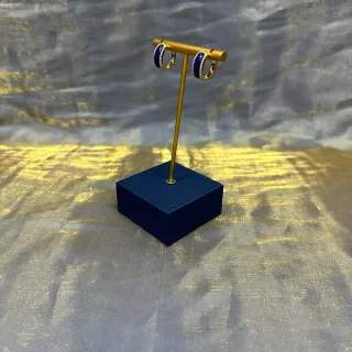 أقراط حلق ذهبي اللون إيناميل أزرق باڤيه