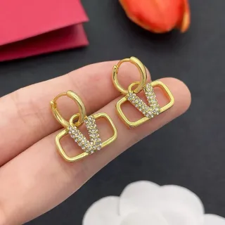 Brincos de aro dourados com pingante retangular de cristal com bisagra