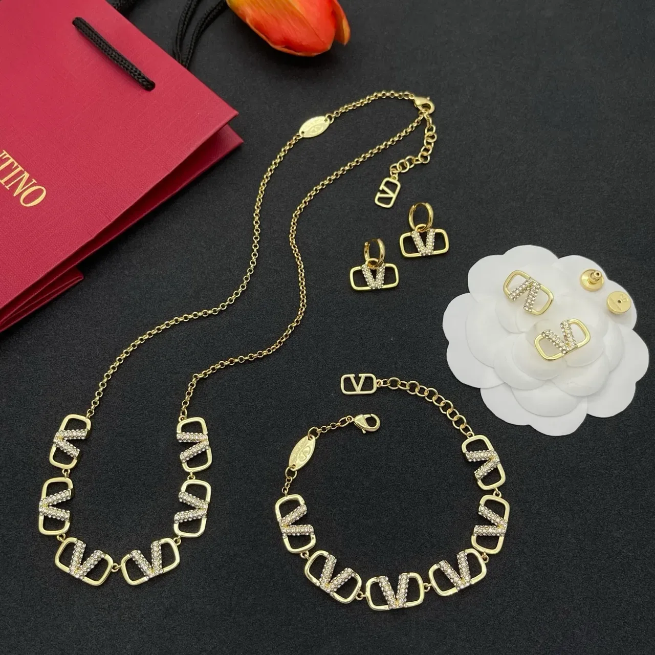 Gold-Tone Crystal Rectangular Pendant Hinged Hoop Earrings 2