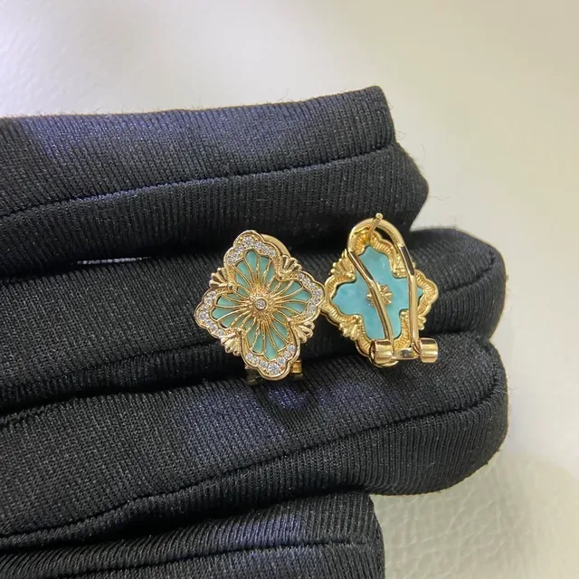 Gold-Tone Floral Filigree Enamel and Crystal Clip-On Earrings 4