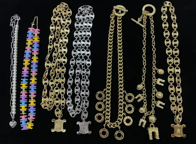 Gold-Tone Letter Charm Pendant Necklaces 4