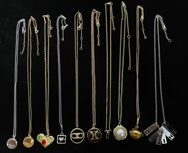 Gold-Tone Letter Charm Pendant Necklaces 9